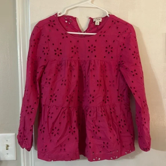 J. Crew pink eyelet blouse - Picture 1 of 1